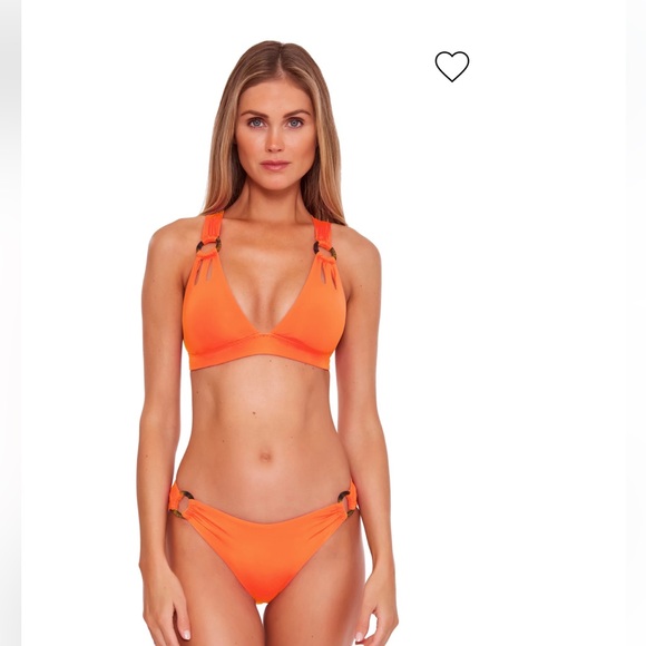 NEW Becca bikini size D top and L bottom bright orange - Picture 1 of 3